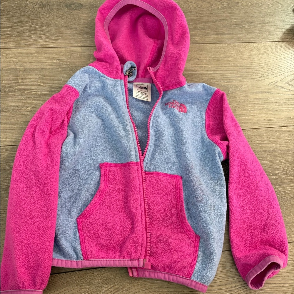 The North Face Kids Fleece Hoodie in Pink and Blue